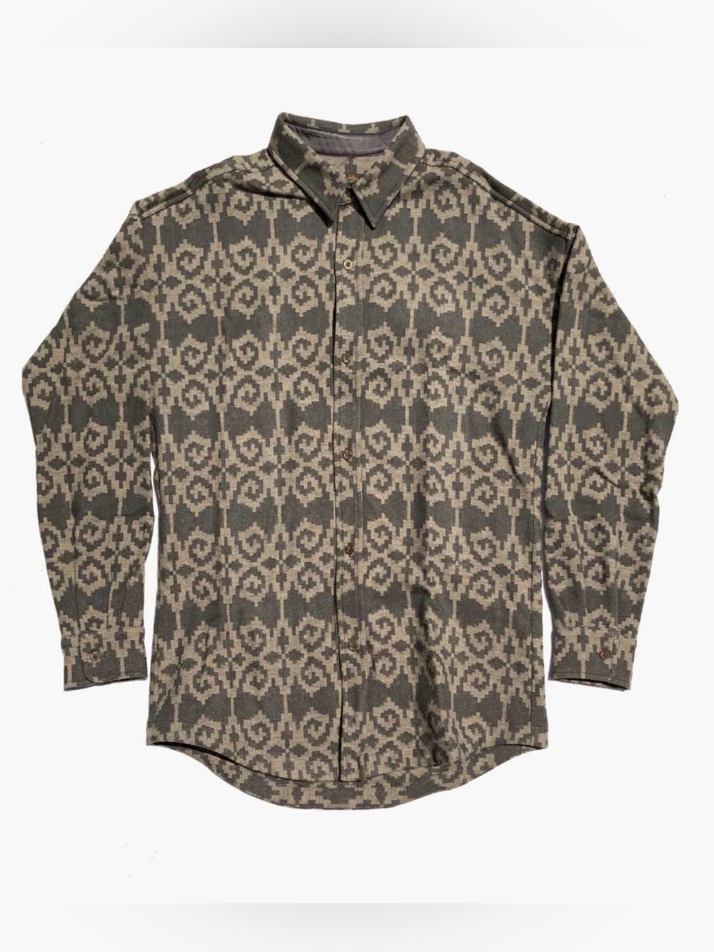 PENDLETON Portland Collection Gray Aztec Wool Flannel Button Down Shirt Shacket